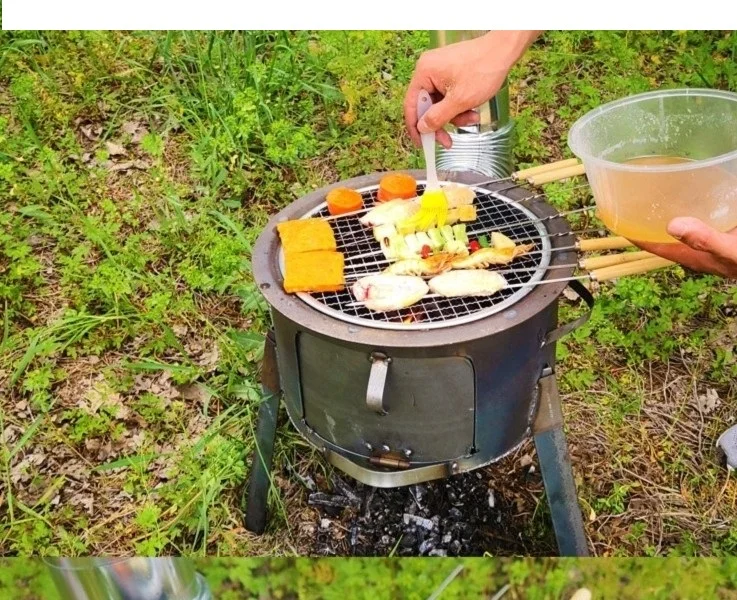 

Portable charcoal barbecue grills grilled net household ​rural firewood stove outdoor camping commercial movable kitchen heatin