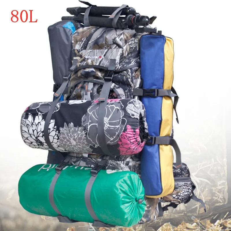 Imagem -03 - Grande Capacidade Impermeável Caminhada Mochila Bionic Camo Nylon Bolsa Escalada ao ar Livre Camping Viagem Bolsas Esportivos 60l 80l