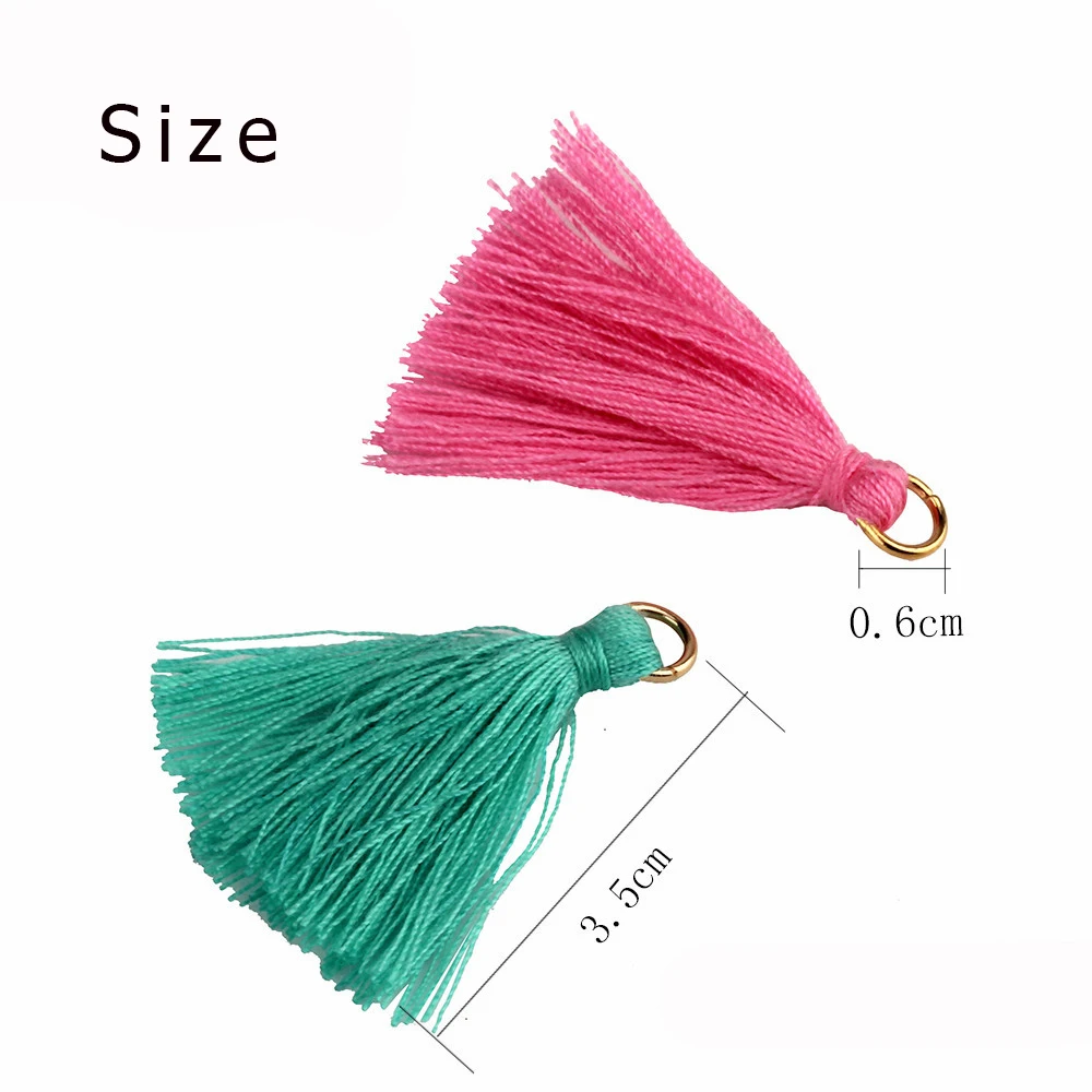 20pcs 3.5 cm 20 Mix Colorful Cotton Silk Ring Tassel Brush Charm DIY Making Tassels Earring Pendant Jewelry Supplies Findings