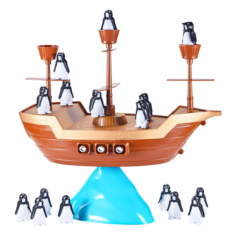 Juego de equilibrio de barco pirata, juguete educativo de aprendizaje, rompecabezas con pingüinos