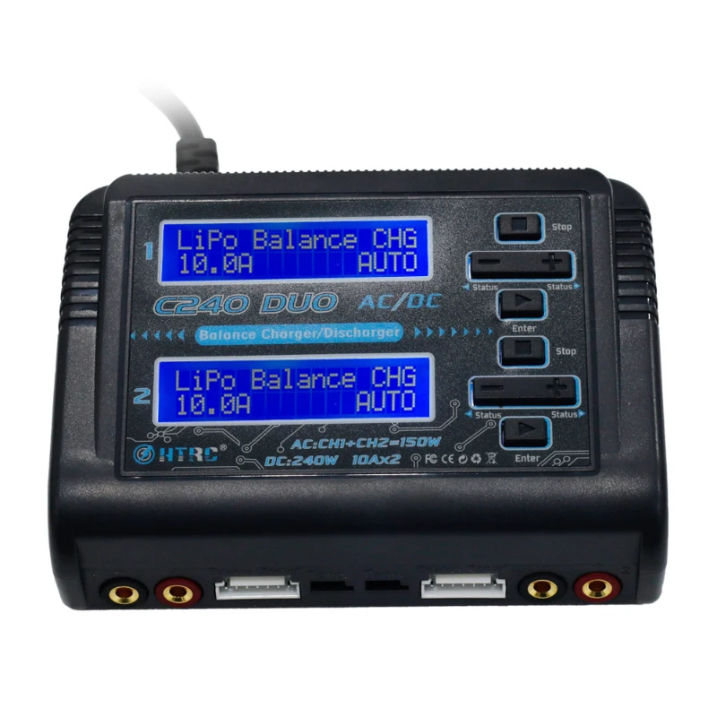 

HTRC Battery Balance Charger Lipo Charger C240 DUO AC/150W DC/240W Dual Channel 10A Discharger for LiHV LiFe Lilon NiCd NiMh Pb