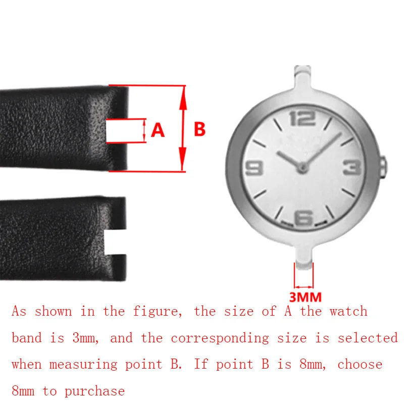 Ultrathin Leather Watch Band with Pin Buckle, Female\'s Strap, Concave Interface, 8mm, 10mm, 12mm, 1853 T003, 209