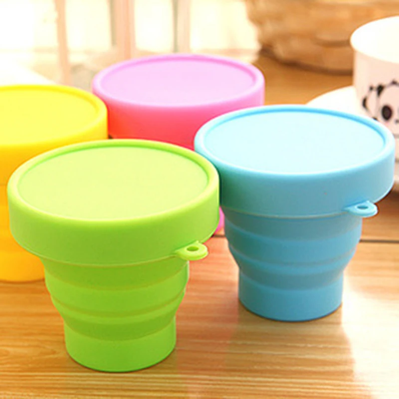 Portable Silicone Retractable Folding Cup with Lid Outdoor Telescopic Collapsible Drinking Cup Travel Camping water cup