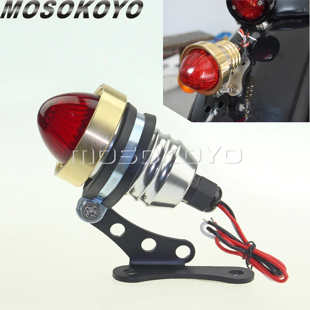 Brass Motorcycle Stop Taillights Cafe Racer 22PCS LED Brake Rear Lights For Cruisers Yamaha Honda XS650 CB250 CB650 CB750 Custom