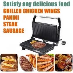 Yeni 750W sandviç makinesi kahvaltı makinesi barbekü kızartma Intestinal Hamburger Panini makinesi biftek kızartma tavası yumurta ocak 220V