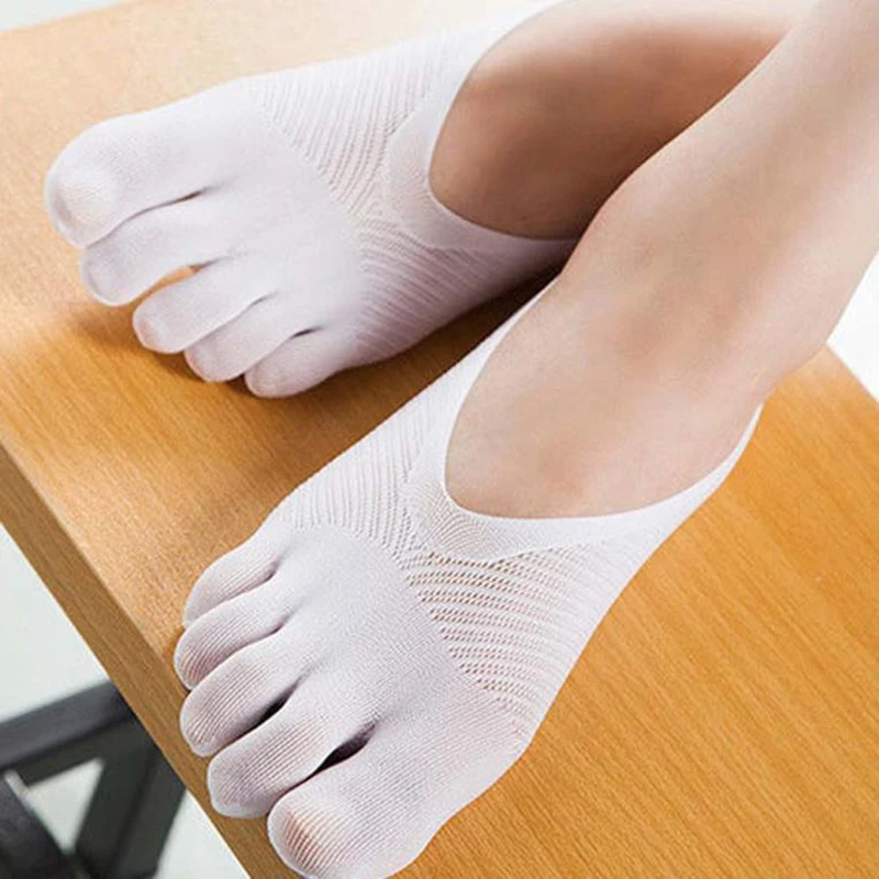 Orthopädische Kompression Socken Frauen Kappe Socken Ultra Low Cut Liner mit Gel Tab Atmungsaktive ultradünne anti-skid Fünf-finger Socken