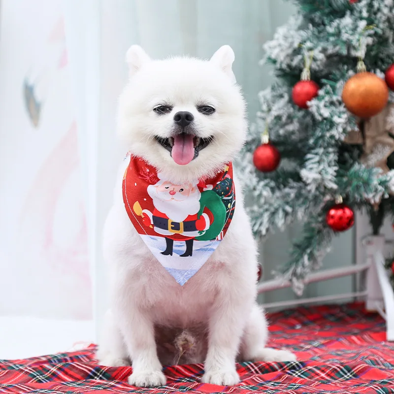 Pet Dog Triangle Bandanas Christmas Accessories For Small Large Breeds Dogs Clothes Decorate Puppy Scarf Collar Neckerchief Ties