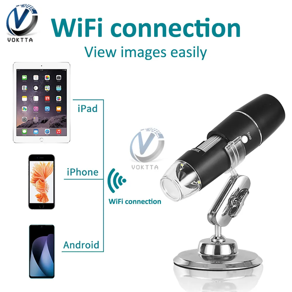 50-1000X WIFI Digital Microscope 8 LED Magnifier Camera 1000X Electronic Stereo USB Endoscope Camera With Stand for iPhone iPad