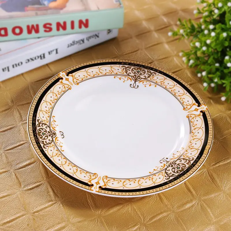 European steak plate golden bone China plate 10 inch 8 inch 6 inch plate Western food plate dishes charger plates