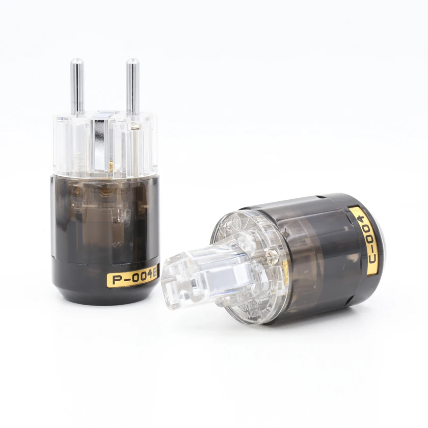 High-end HiFi Audio Pair P004+C004 Rhodium Plated EU US Power Plug Schuko Power Connector+C15 IEC Female Plug