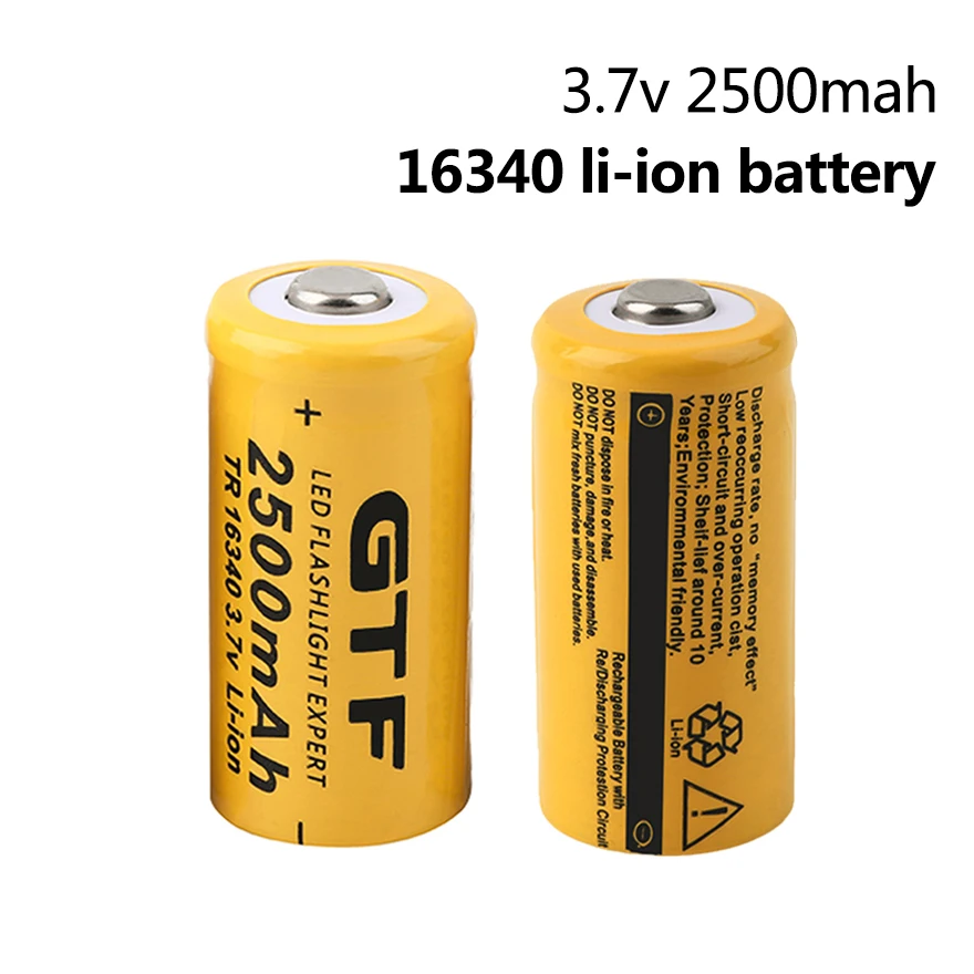 New 2-20pc 16340 Battery 3.7V 2500mAh CR123A CR123 16340 Rechargeable Lithium Battery for Laser Pen LED Flashlight Headlamp Cell