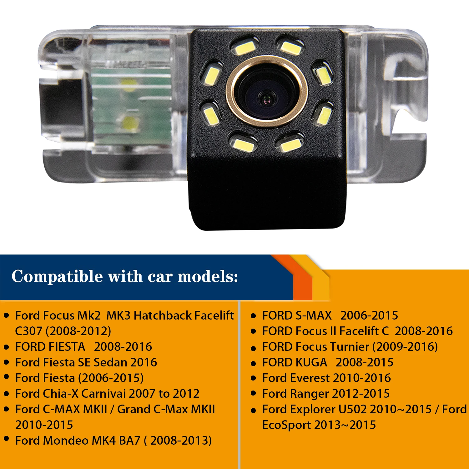 For FORD Transit Connect Custom Ranger Galaxy MK3 Kuga Mondeo BA7 MK4 Fiesta ST Focus Mk2 S-Max C-Max, HD CCD Rear View Camera