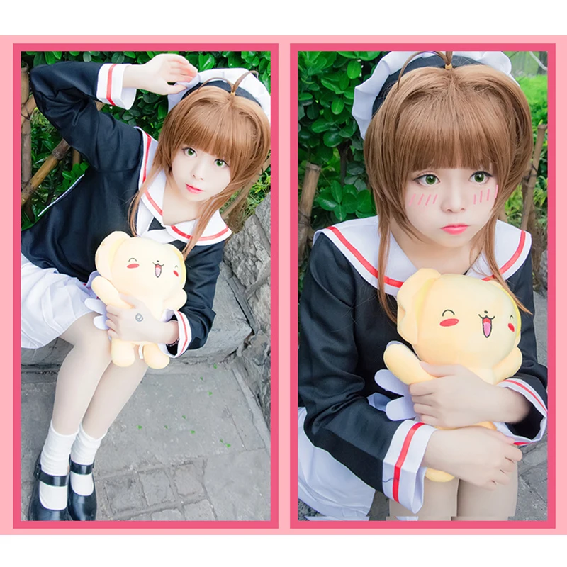 Cardcaptor Sakura Cosplay Kinomoto Sakura Đồng Phục Bóng Đầu Váy Thắt Nơ Nữ Cô Gái Ngọt Dễ Thương Thủy Thủ Phù Hợp Với Trang Phục Hóa Trang Đạo Cụ