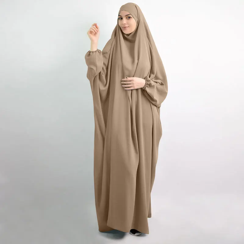 One Piece Prayer Garment Ramadan Muslim Women Jilbabs Hooded Abaya Full Cover Hijab Long Dress Niqab Islamic Dubai Modest Robe