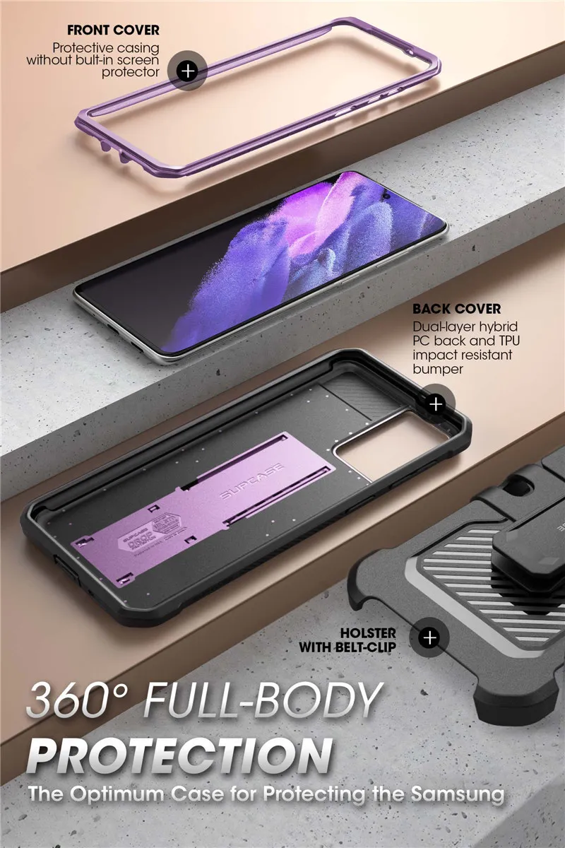 SUPCASE For Samsung Galaxy S21 Ultra Case (2021 Release) 6.8" UB Pro Full-Body Holster Cover WITHOUT Built-in Screen Protector