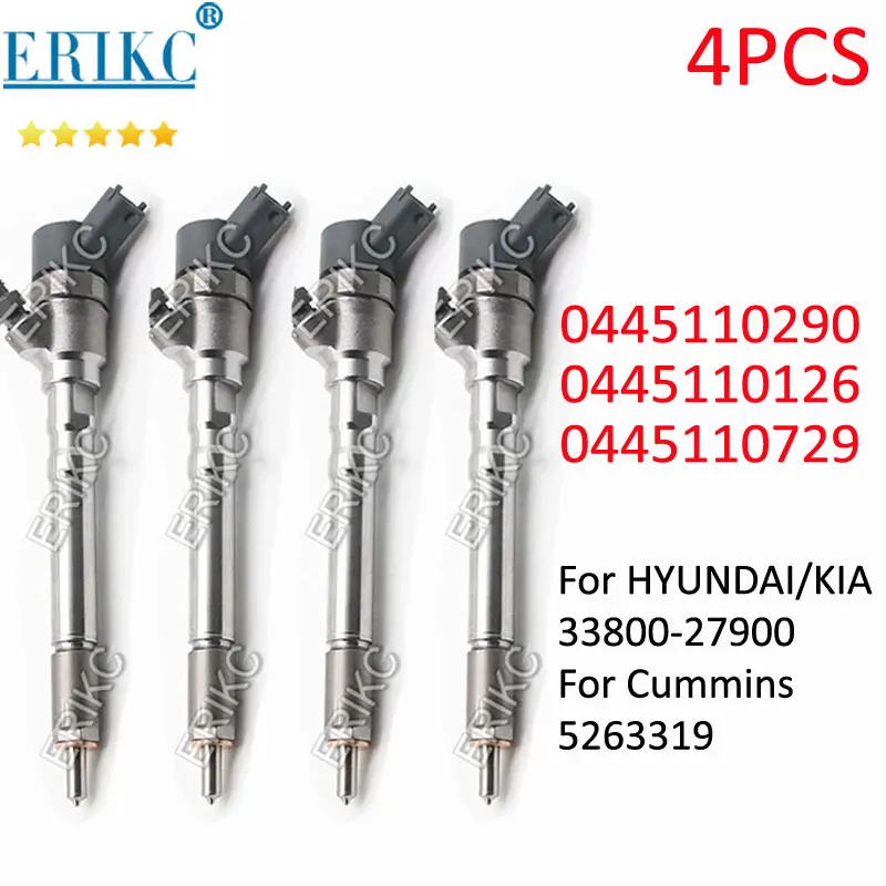 4PC 33800-27900 Common Rail Injector Diesel Spayer Nozzle 0445 110 290 Injection 0 445 110 290 for HYUNDAI & KIA Cummins 5263319