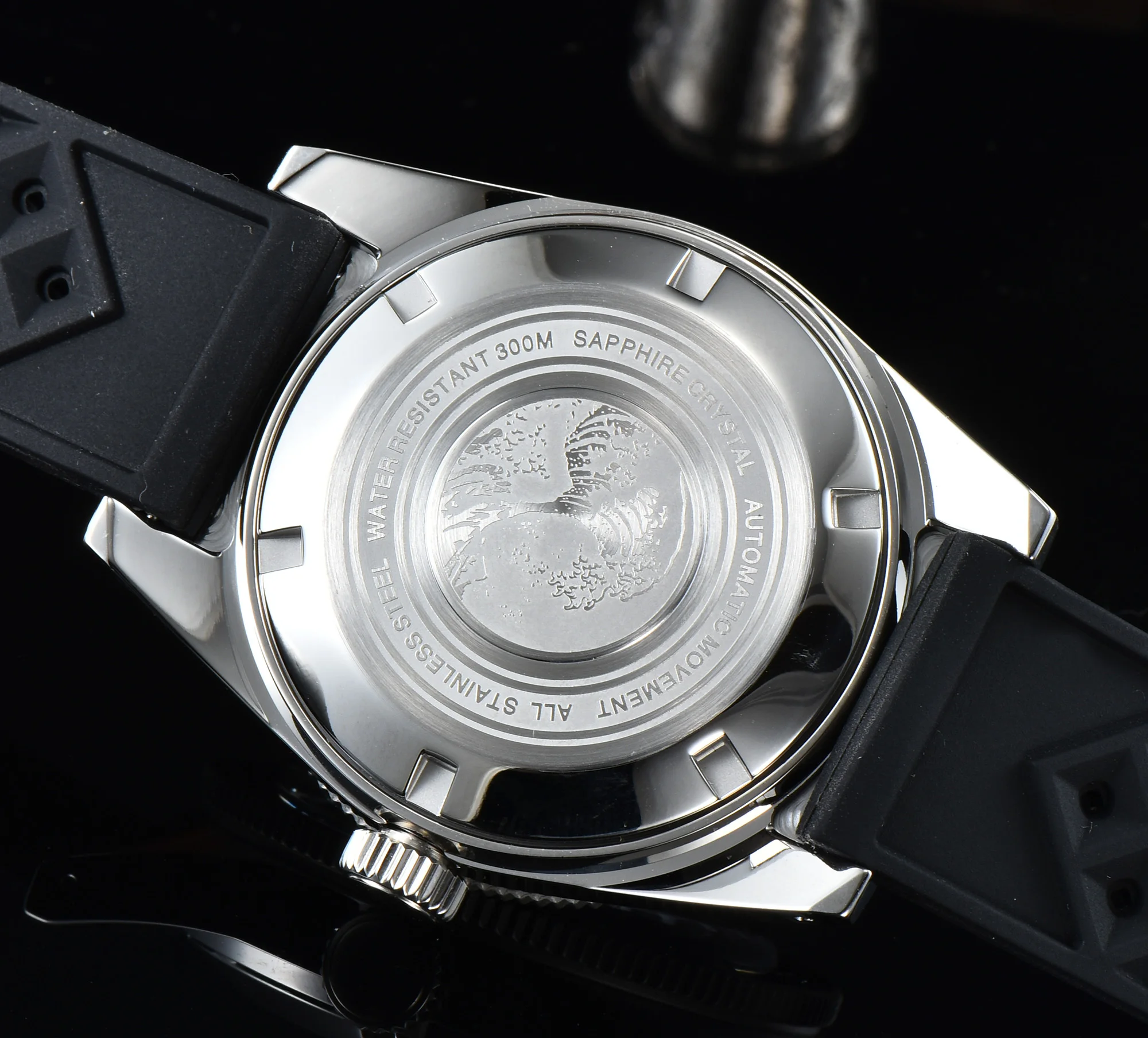 Tandorio-Reloj de pulsera con correa de goma para hombre, accesorio de pulsera con cristal de zafiro en cúpula automático, movimiento NH35A PT5000, 41mm, 62MAS, 300m
