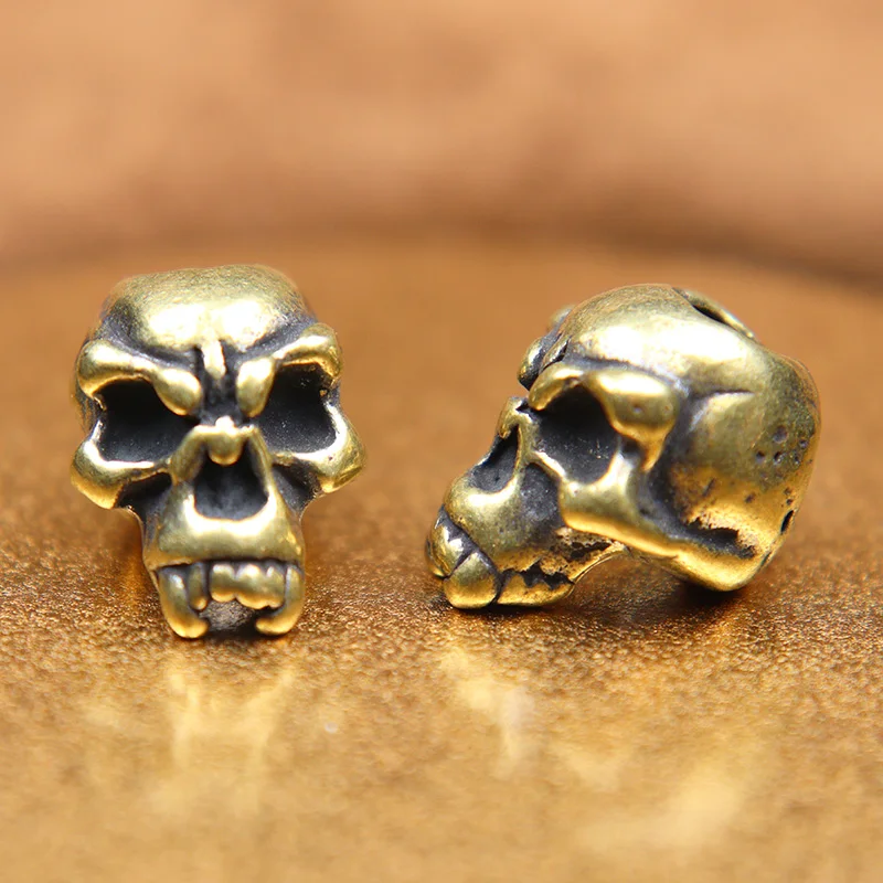 Punk Brass Skull Paracord Beads Charms for Bracelet Accessories Survival Pendant Metal Buckle for Pocket Knife Lanyard DIY Tools