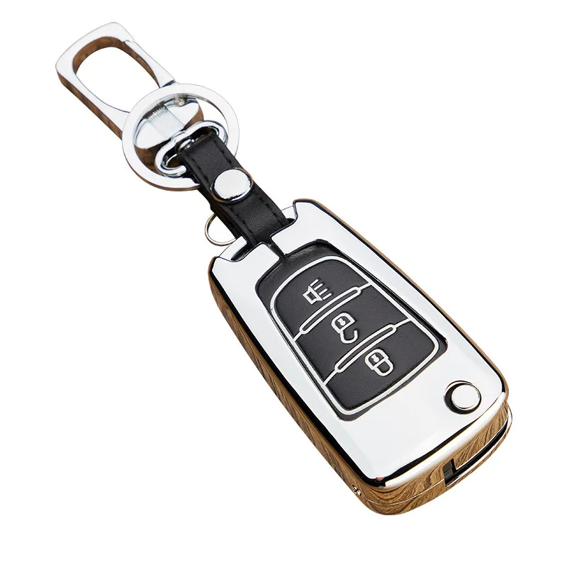 Alloy  Leather Car Key Case For Great Wall Haval Hover H1 H3 H6 H2 H5 C50 C30 3 Buttons Folding Keychain Remote Control Cover
