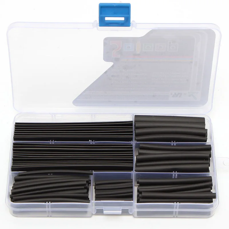 150pcs Wire Tubing Black Case Set Heat Shrink Wrap Wire Tubes Assorted Sleeves + Case Eletrical Connection Sleeving Kits