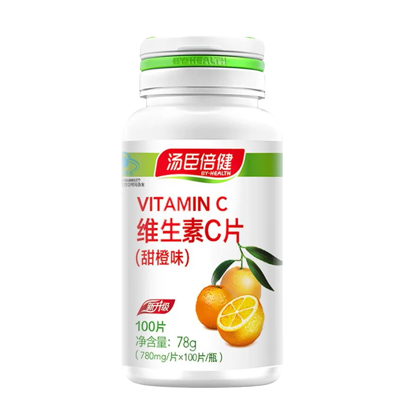 

CN Health Vitamin C Tablets 100 Pieces * 2 Bottle Package Orange Flavor Vitamin C Vitamin C Tablets