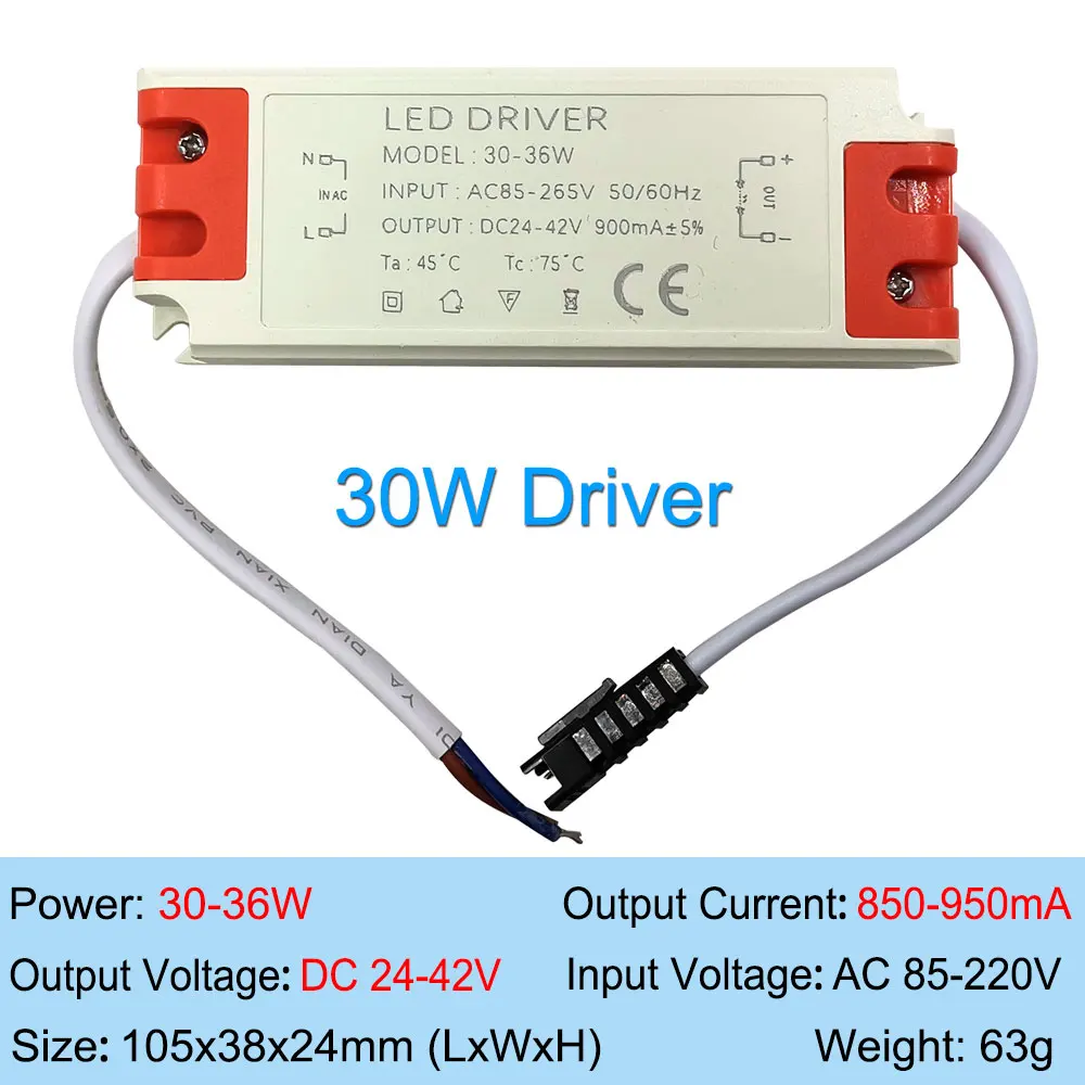 10W 30mA 30V 900mA 30W Constant Current Power Supply 36V LED Driver AC/DC Transformer for LED Track Light Spotlight Floodlights