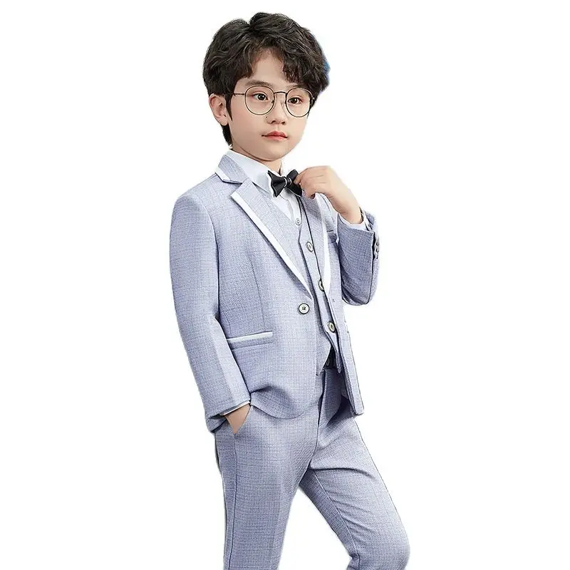 

Teen Boys Formal Wedding Suit Kids Jacket+Vest+Pants+Bowtie 4Pcs Clothing Set Gentleman Children's Day Performance Dress Costume