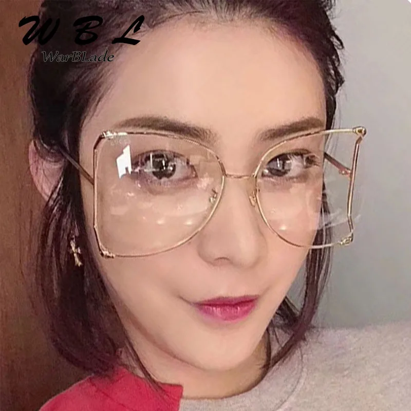 

WarBLade 2019 Brand Designer Half Frame Cat Eye Women Sunglasses Fashion Oversized Sun Glasses Ladies Clear Glasses