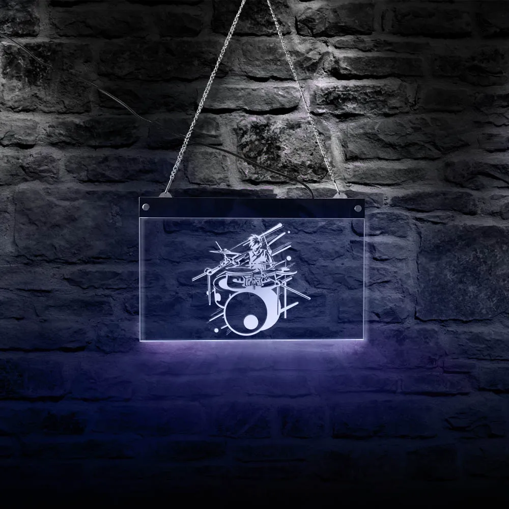 

Drum Band Electric Display Sign Rock Music Decorative Wall Signs Night Lights Music Studio LED Lighting Wall Decor Drummer Gift