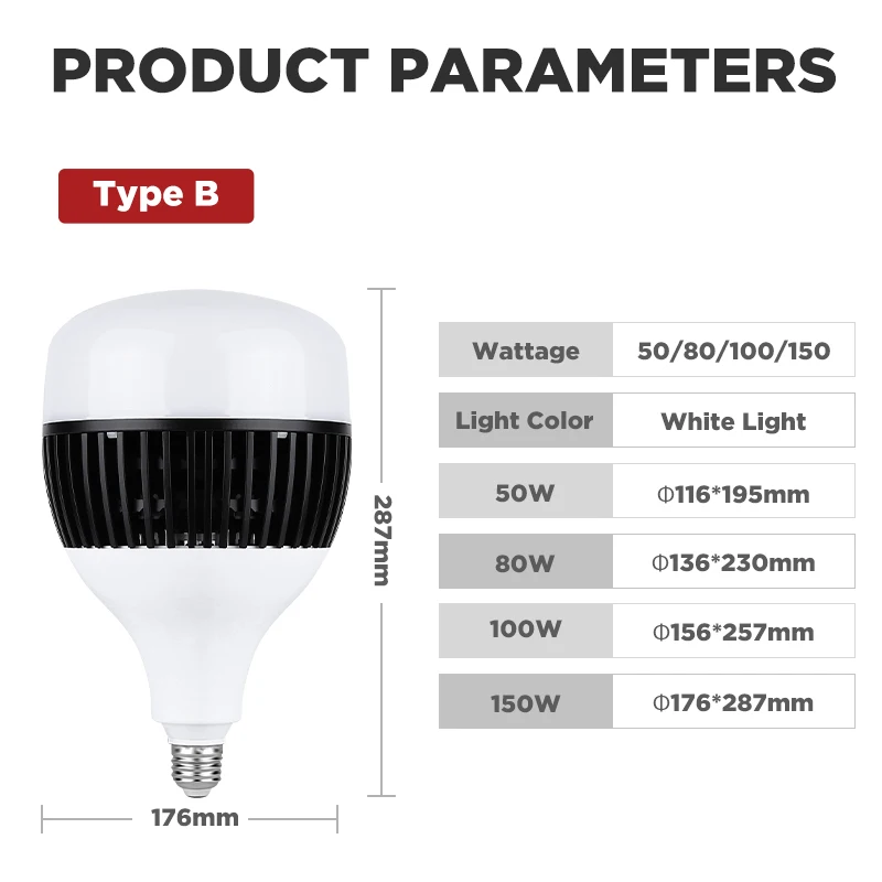 Modern E27 Led Bulb 220v Bombilla Lampara Led Light Bulbs High Power 50W 100W 150W Lighting For Home Industrial Garage Led Lamp