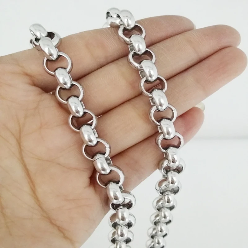 8MM Hotsale 316L Stainless Steel Silver Color/Gold Handmade Rolo Round Link Chain Mens Womens Necklace Or Bracelet 7-40\