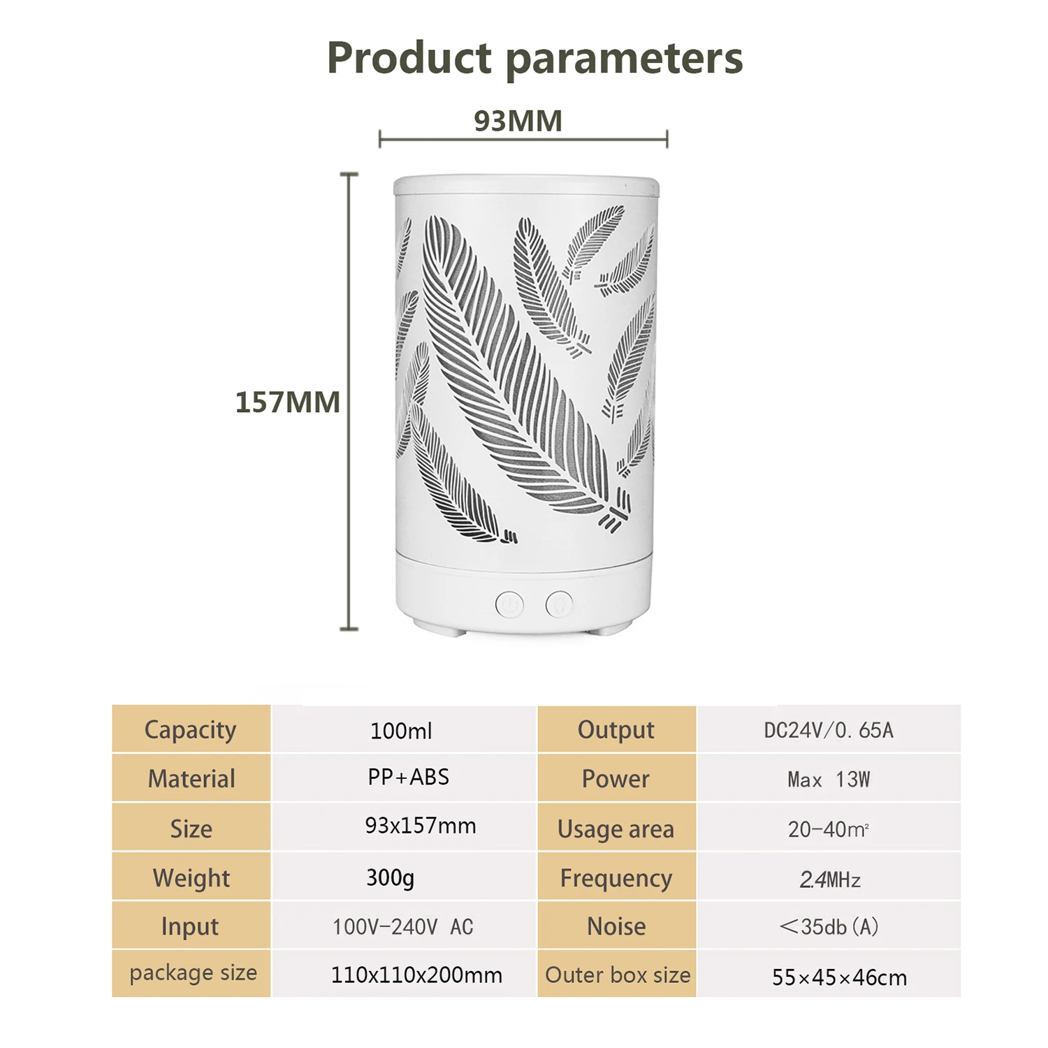 Humidificador ultrasónico de hierro para aromaterapia, máquina de innovación con luz LED de 7 colores, 100ml