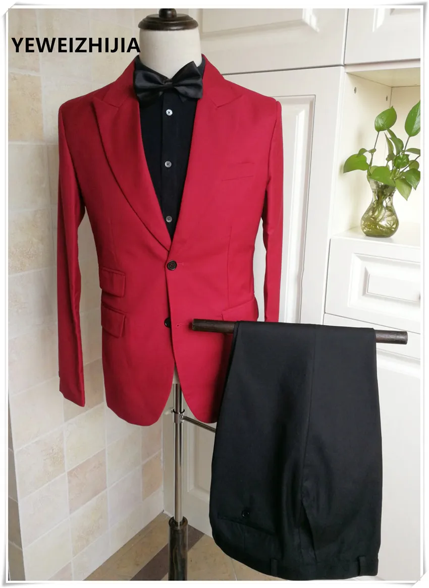 

New men's wedding party wedding party LAPEL SUIT bridegroom best red tuxedo performance suit set