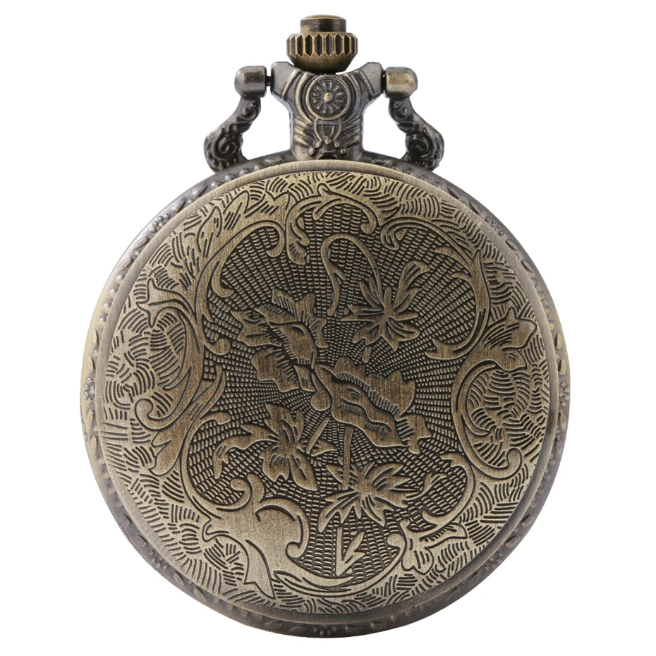 Reloj de bolsillo de bronce para hombres, mujeres y niños, colgante Retro, cadena de suéter, collar de reloj de cuarzo