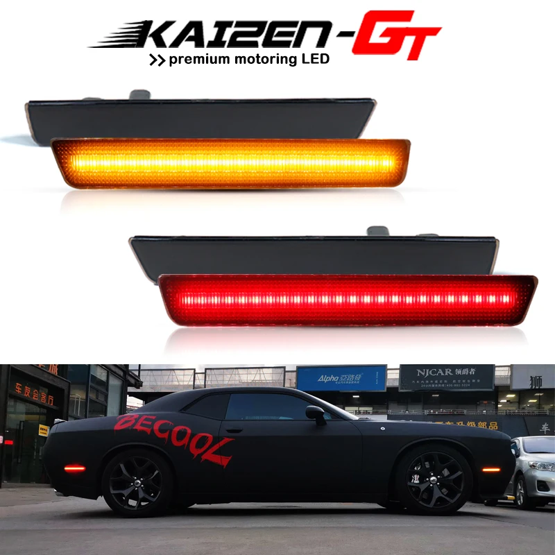 

Error Free Amber/Red Full LED Car Front/Rear Sidemarker Lights For 2008-up Dodge Challenger Charger Fender Side Marker Light 12V