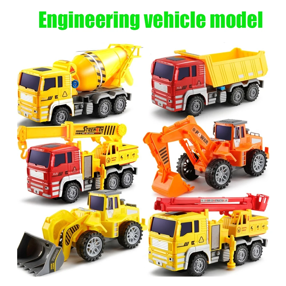 Large Construction Vehicle Toy Set City Builder Excavator Bulldozer Model Educational Toy Kids Boy Toys Birthday Gift Fire Truck