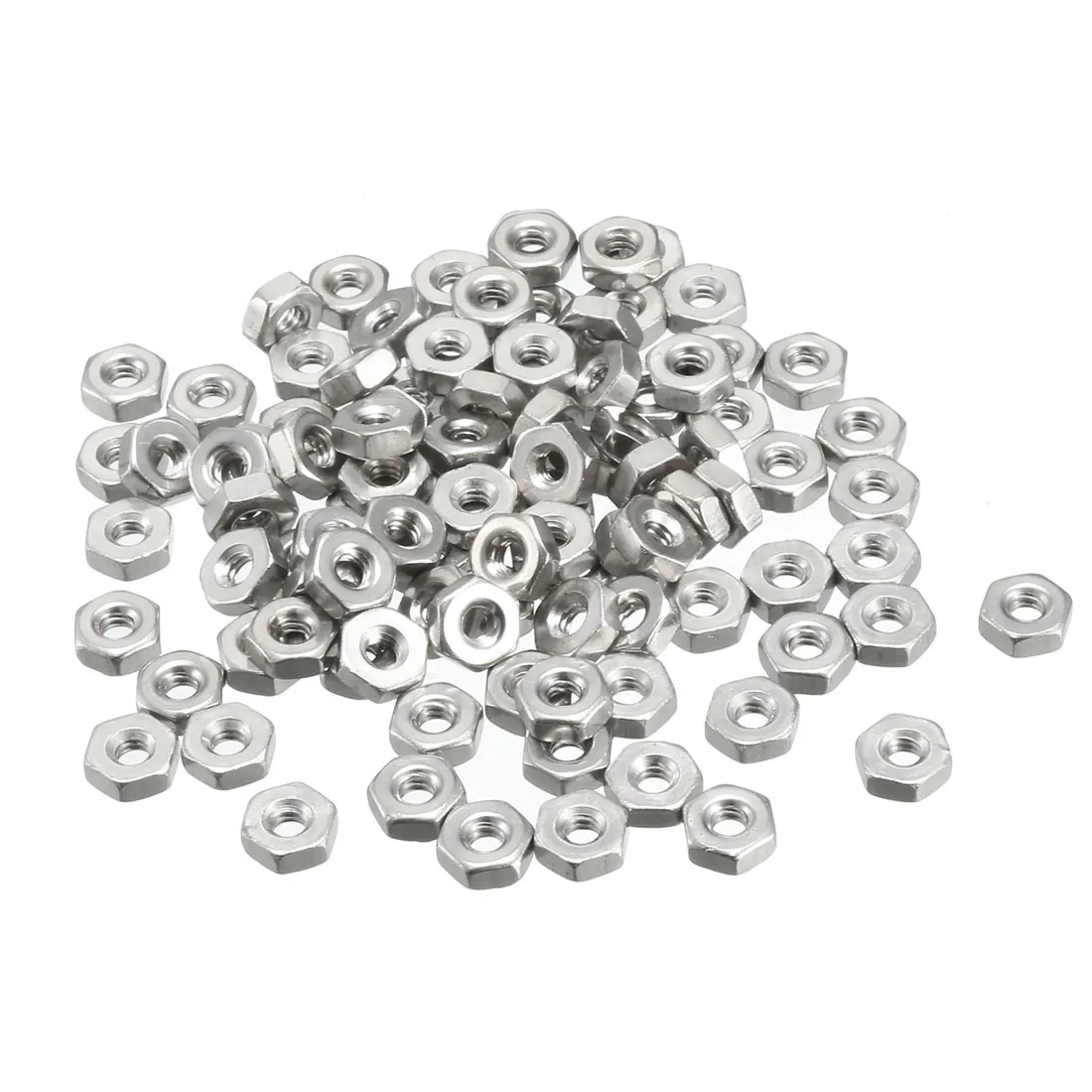 uxcell 100pcs 4#-40 Fine Thread Hexagon Nut 304 Stainless Steel Hexagon Hex Nut Silver Tone