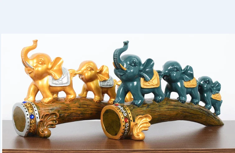 

Creative nordic figurine resin craft 33x21cm lucky elephants statue home desk decoration sculpture Ornaments modern gift p0485