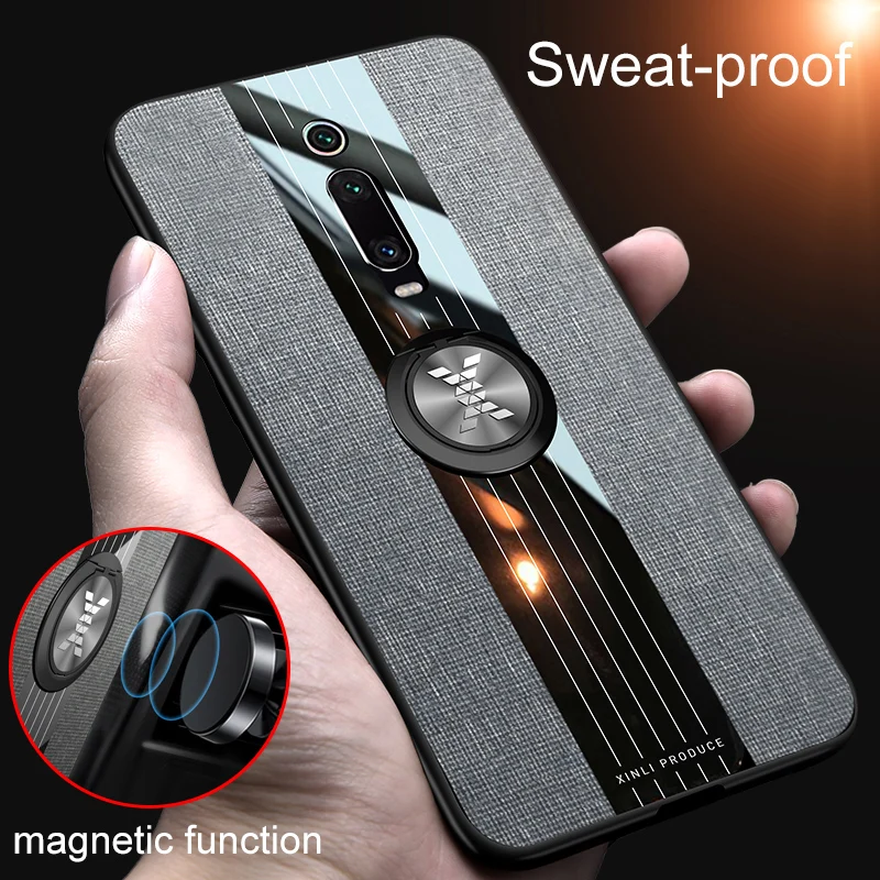 For Xiaomi Mi 9T Pro Case Luxury Hard Cloth With Ring Stand Magnet Slim protective Back cover for xiaomi mi 9t mi9t phone shell