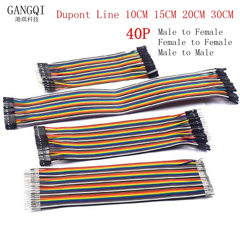 Dupont Line-Cable de puente de 10cm, 15CM, 20CM, 30CM, macho a macho + hembra a hembra, Cable Dupont para Arduino DIY KIT