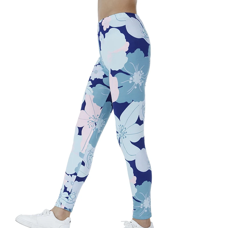 NDUCJSI New Arrival kobiety legginsy trening Sport Leggin kwiat druk cyfrowy Stretch Fitness spodnie do biegania wysoka talia Push Up