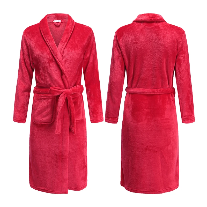 

H5936 Women Robes Autumn Winter Thickened Warm Flannel Bathrobes Female Long Sleeve Lovely Coral Velvet Comfortable Home Clothes