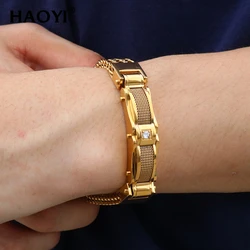 HAOYI High Quality Bracelet 13MM Chain Bracelets Stainless Steel Mesh Chain Men's and Women's Magnetic Buckle Bracelet's Jewelry