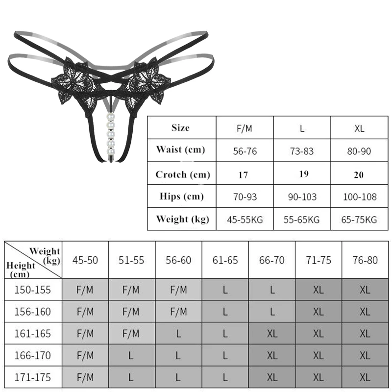 M/L/XL Plus Size damskie stringi i struny G koronkowy haft majtki z perłami seksowna bielizna z otwartym krokiem kobieca bielizna erotyczna