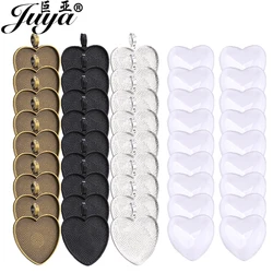 60PCS Heart Cabochon Pendant Base Settings 25mm Alloy Bezel Trays For Necklaces Keychains DIY Jewelry Making Components Crafts