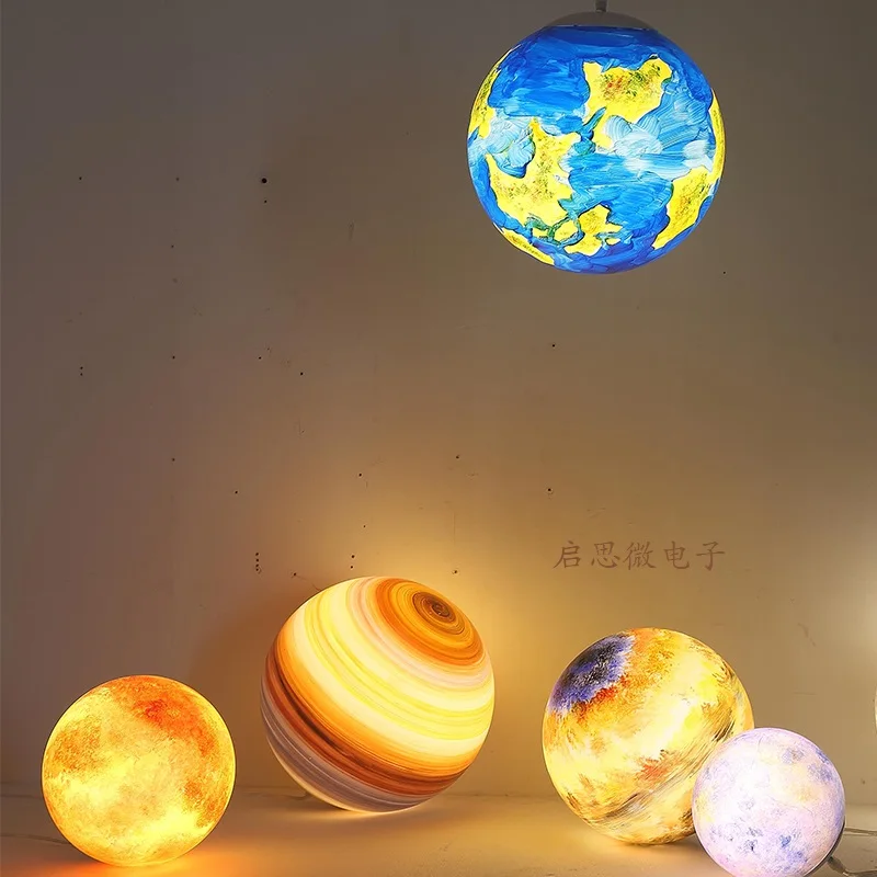 Planet Pendant Lights Sun Earth Moon Novelty Creative Atmosphere Light Hanging Lamp Bedroom Home Decoration Hallway Luminaire