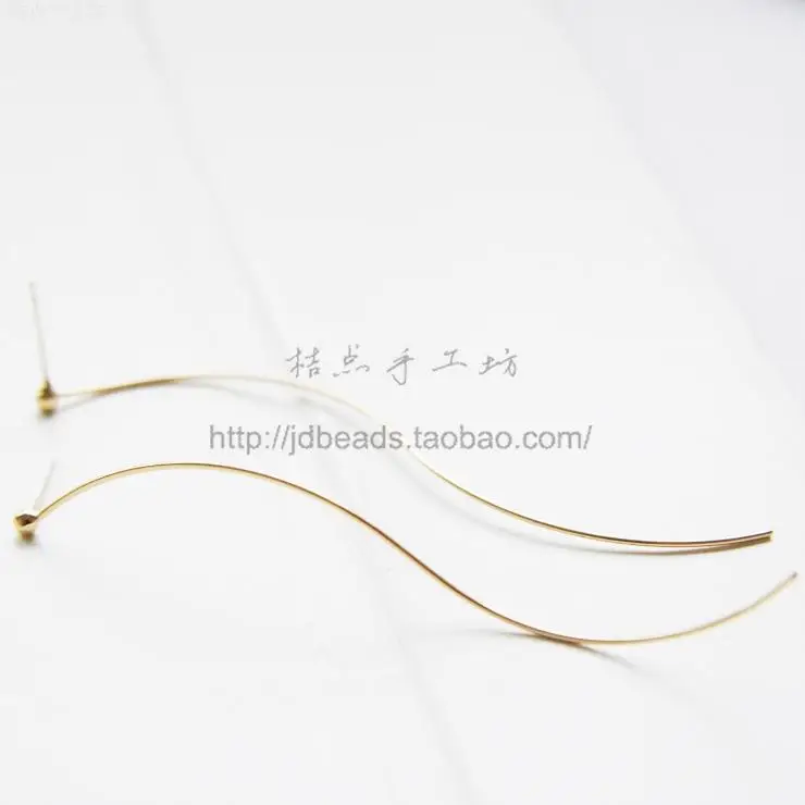 2 Pieces (One Pair) Premium Plated Brass Base Waved Earring Post - 72mm (3057C)