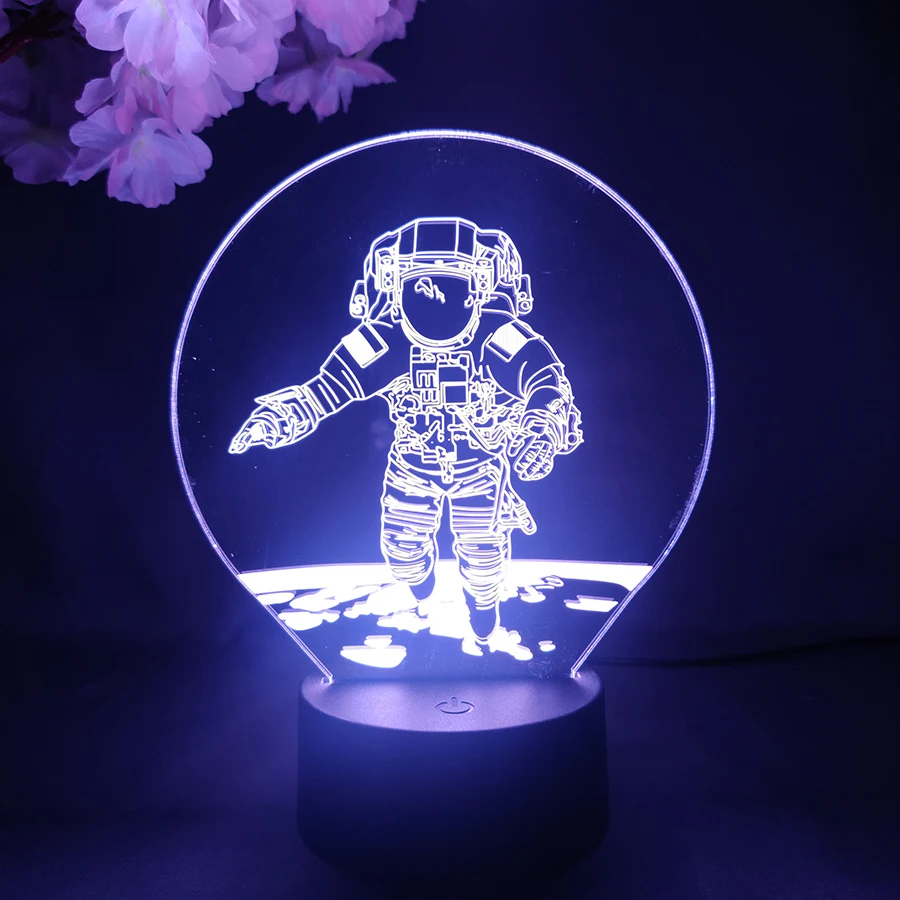 Landing On The Moon Astronaut 3D Visual Nightlight for Kids Child Bedroom Decoration Creative Xmas Gift LED Sensor Lamp Planet