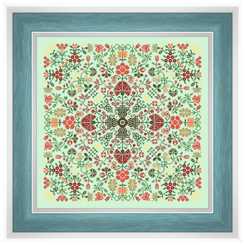 

Цветочный узор B, набор для вышивки крестом Dreampattern 18ct 14ct 11ct, светло-зеленый холст, вышивка, сделай сам, рукоделие, декор для стен