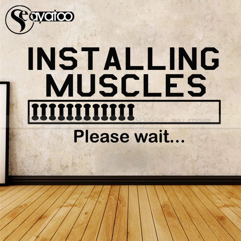 

Muscles Quote Gym Vinyl Wall Stickers Sport Decal Fitness Bodybuilding Motivation Decoration Bedroom Home Decor 58x118cm